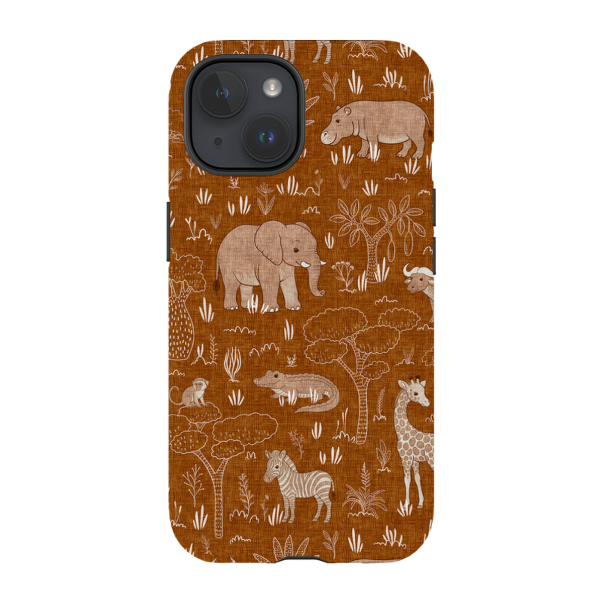 iPhone Tough Case - Savanna Wildlife - Rust By Katherine Quinn