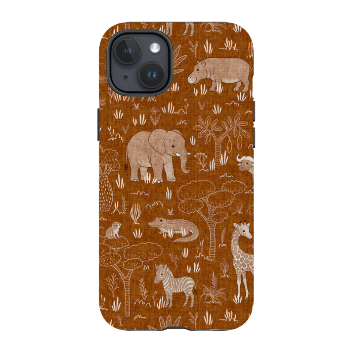 iPhone Tough Case - Savanna Wildlife - Rust By Katherine Quinn