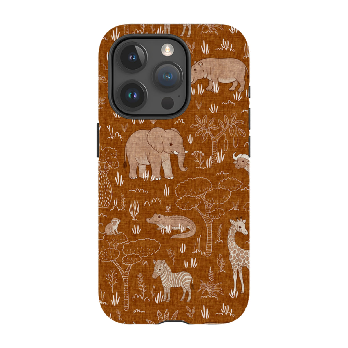 iPhone Tough Case - Savanna Wildlife - Rust By Katherine Quinn