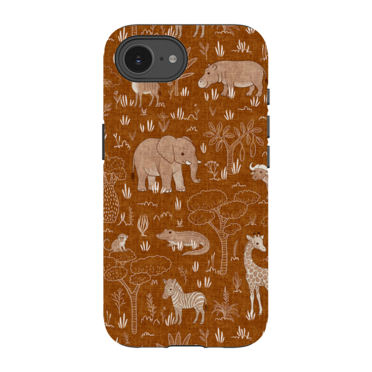 iPhone Tough Case - Savanna Wildlife - Rust By Katherine Quinn