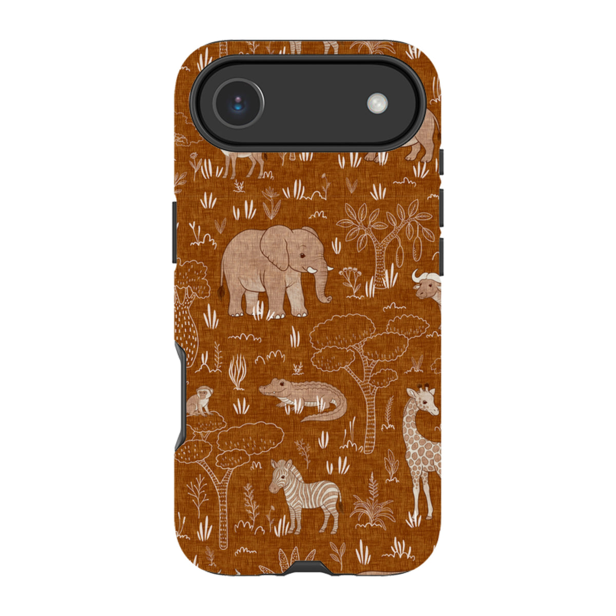 iPhone Tough Case - Savanna Wildlife - Rust By Katherine Quinn