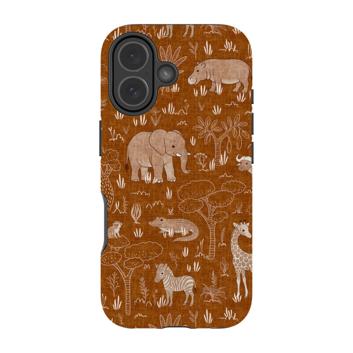 iPhone Tough Case - Savanna Wildlife - Rust By Katherine Quinn