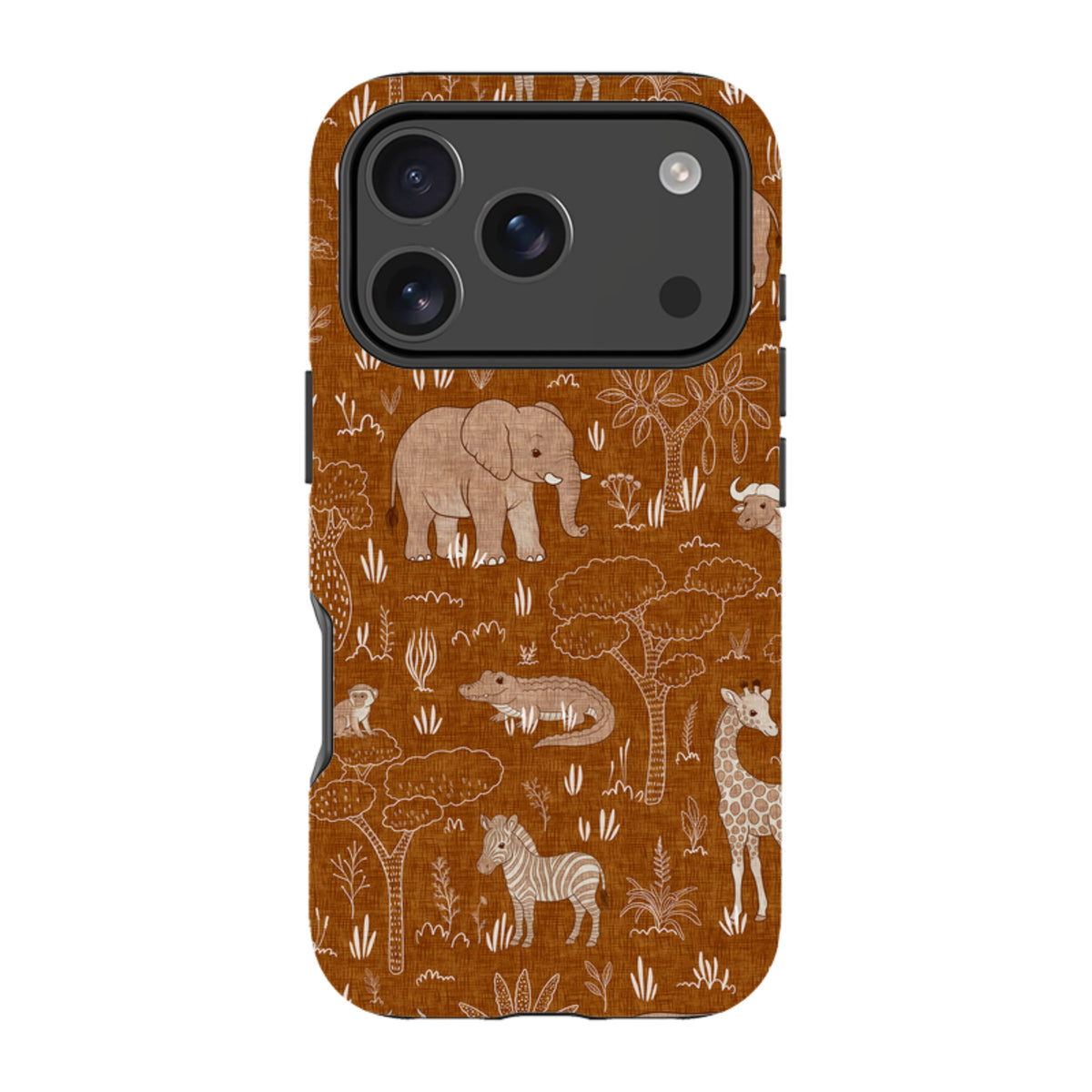 iPhone Tough Case - Savanna Wildlife - Rust By Katherine Quinn