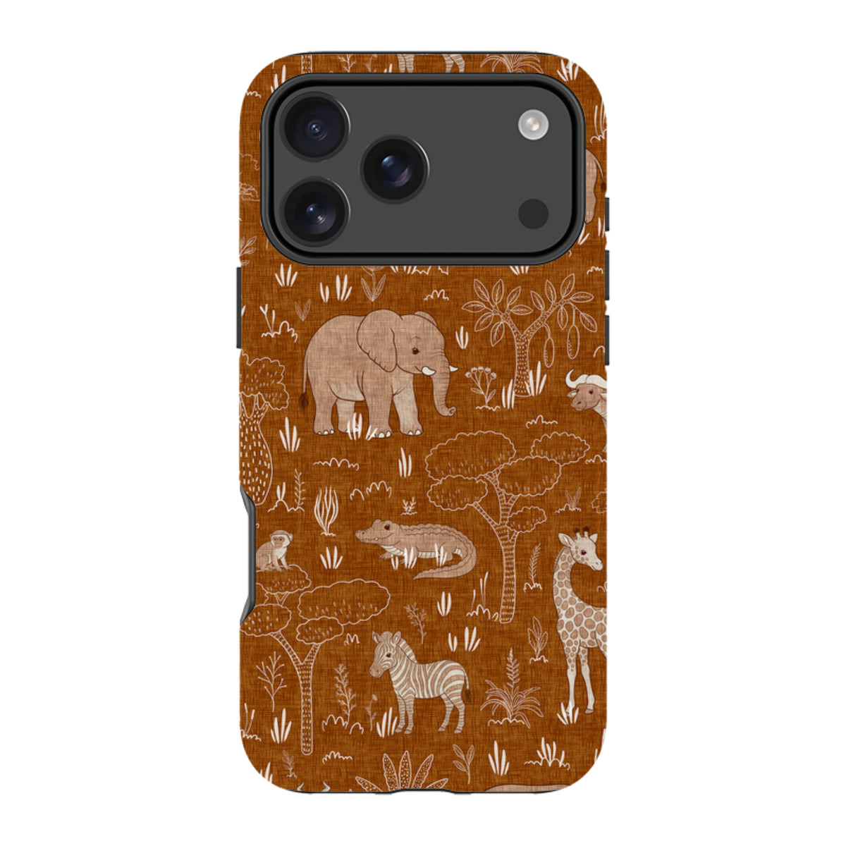 iPhone Tough Case - Savanna Wildlife - Rust By Katherine Quinn