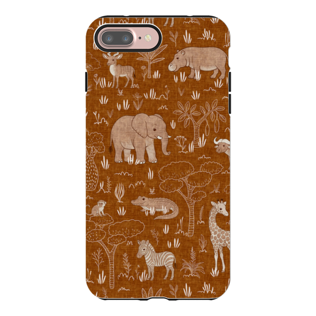 iPhone Tough Case - Savanna Wildlife - Rust By Katherine Quinn