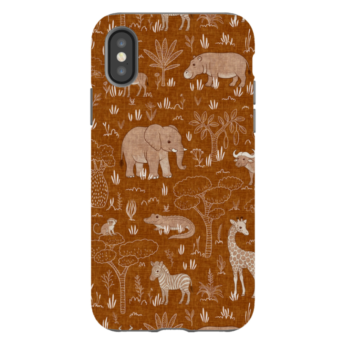 iPhone Tough Case - Savanna Wildlife - Rust By Katherine Quinn
