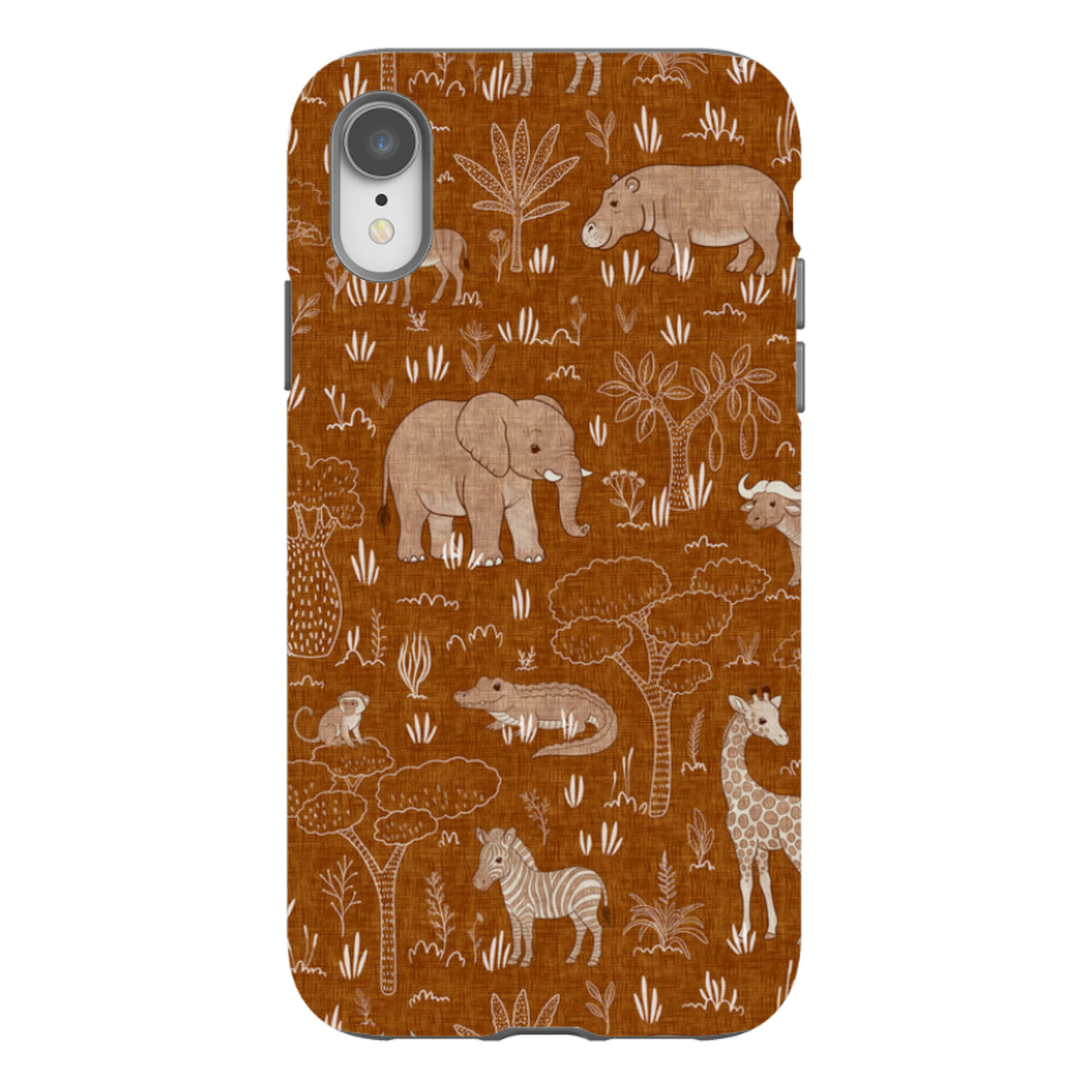 iPhone Tough Case - Savanna Wildlife - Rust By Katherine Quinn