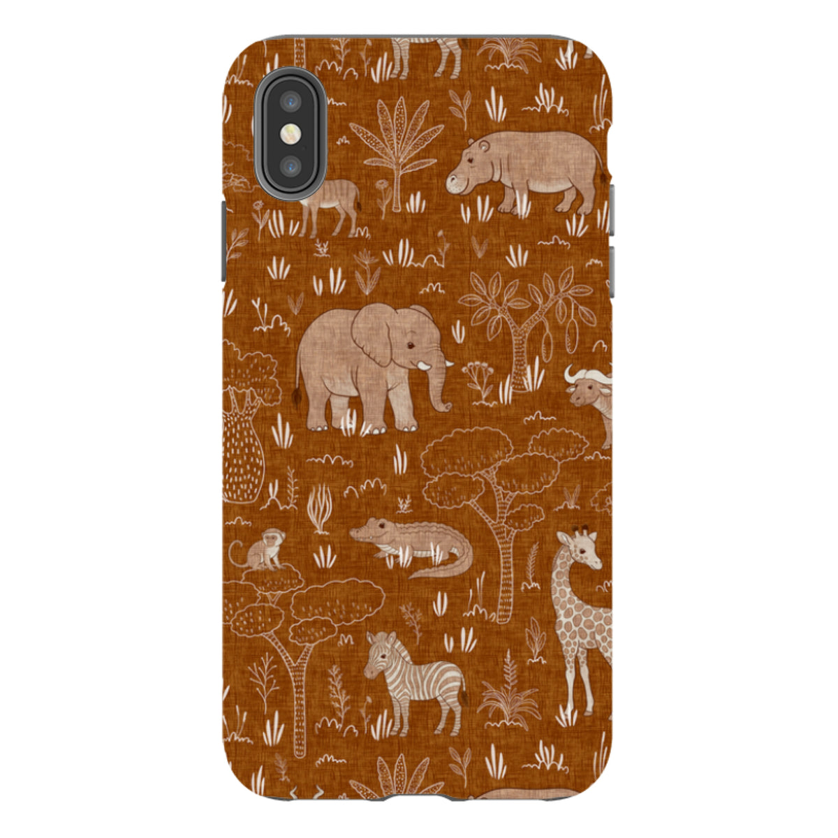 iPhone Tough Case - Savanna Wildlife - Rust By Katherine Quinn