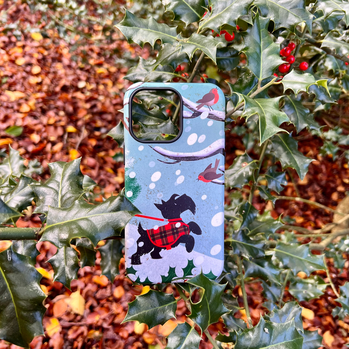 iPhone Tough Case - Scottie in Snow By Liane Payne