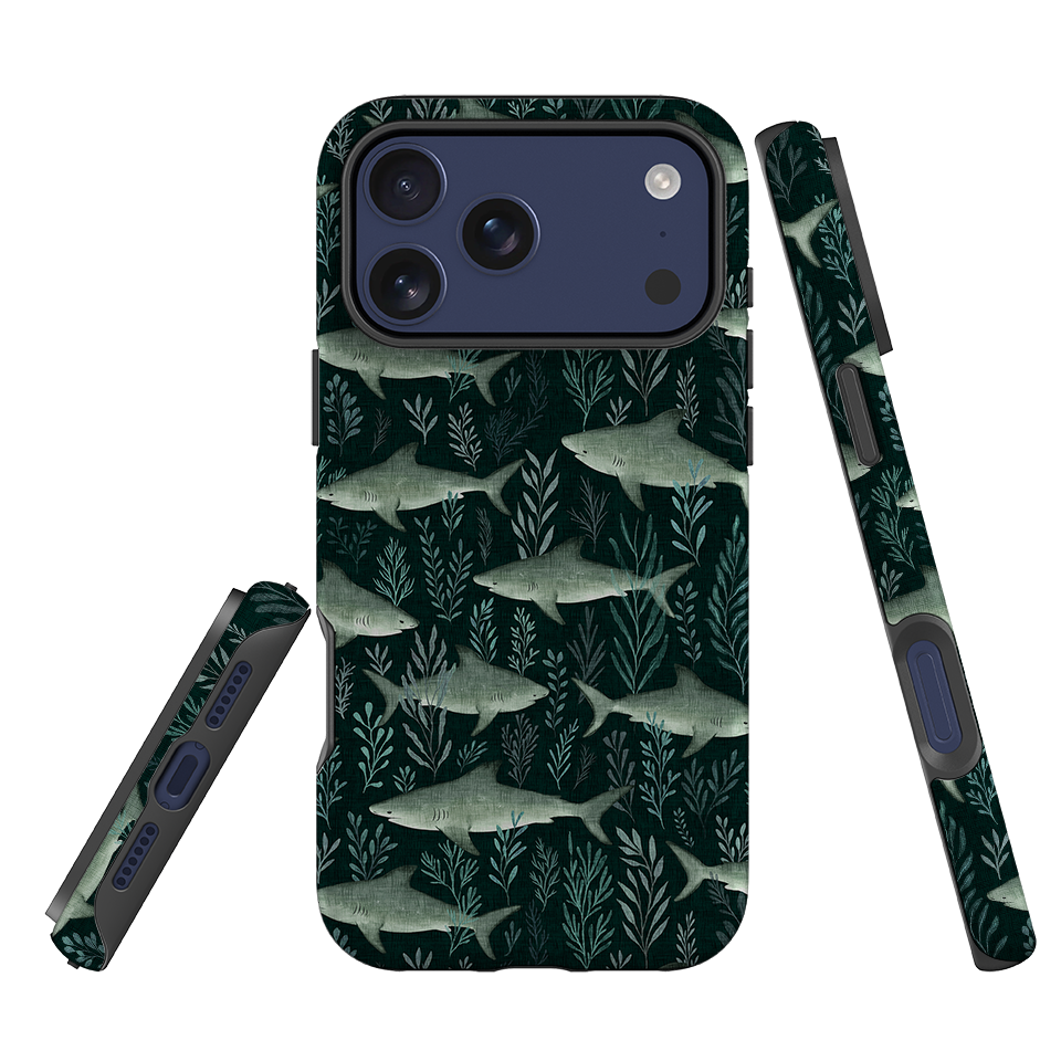 iPhone Tough Case - Sharks black By Katherine Quinn