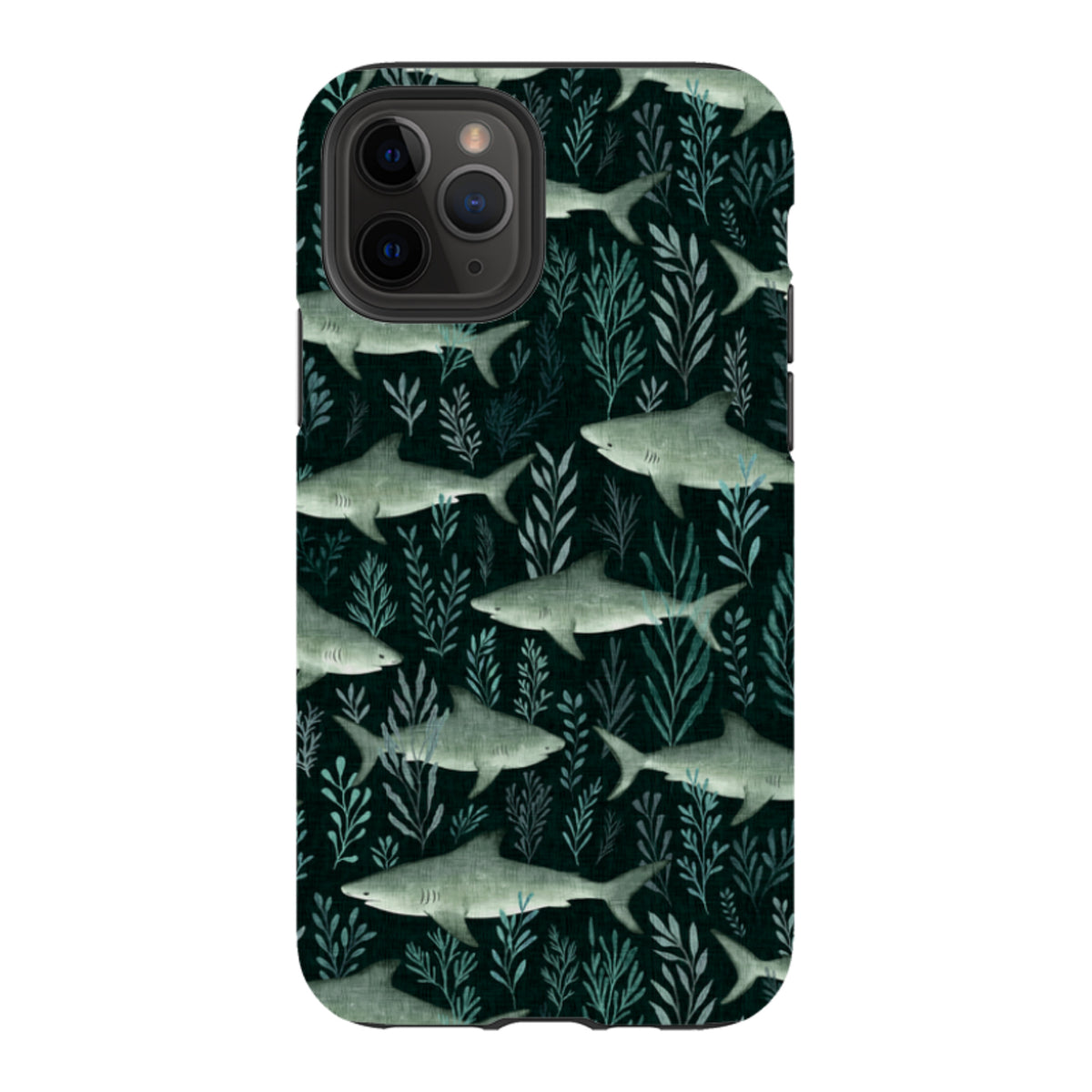 iPhone Tough Case - Sharks black By Katherine Quinn