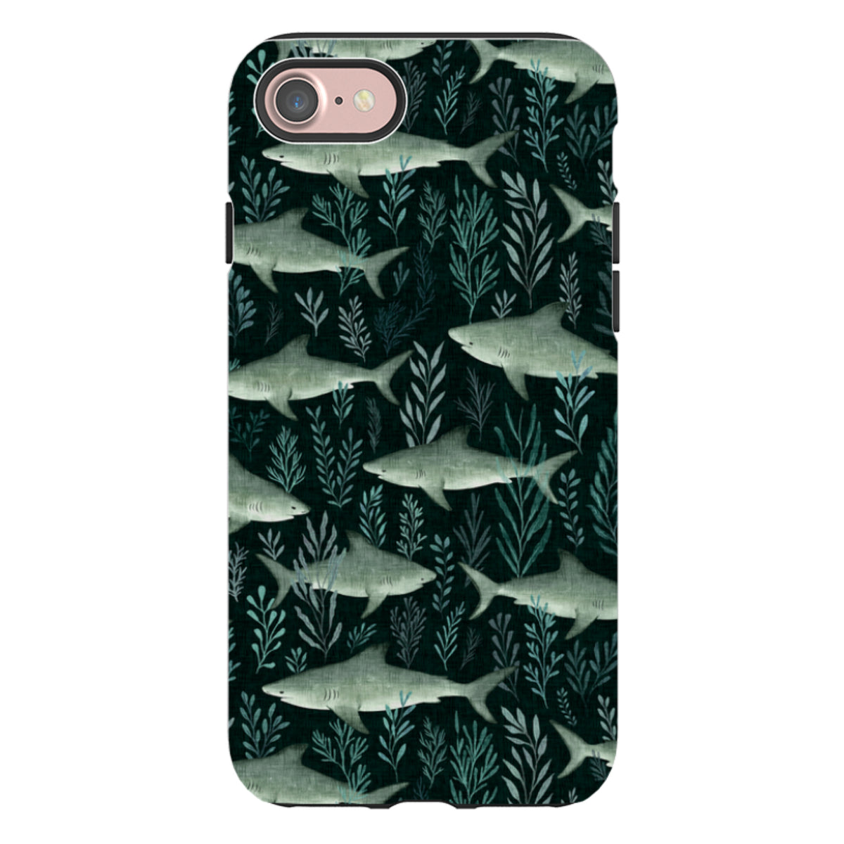 iPhone Tough Case - Sharks black By Katherine Quinn