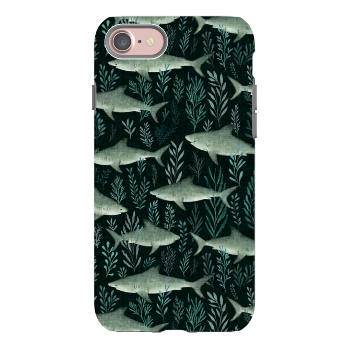 iPhone Tough Case - Sharks black By Katherine Quinn