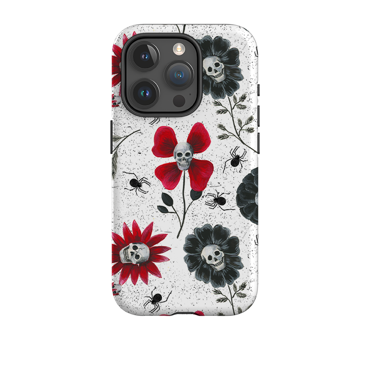 iPhone Tough Case - Skull Flowers By Abby Jacobs