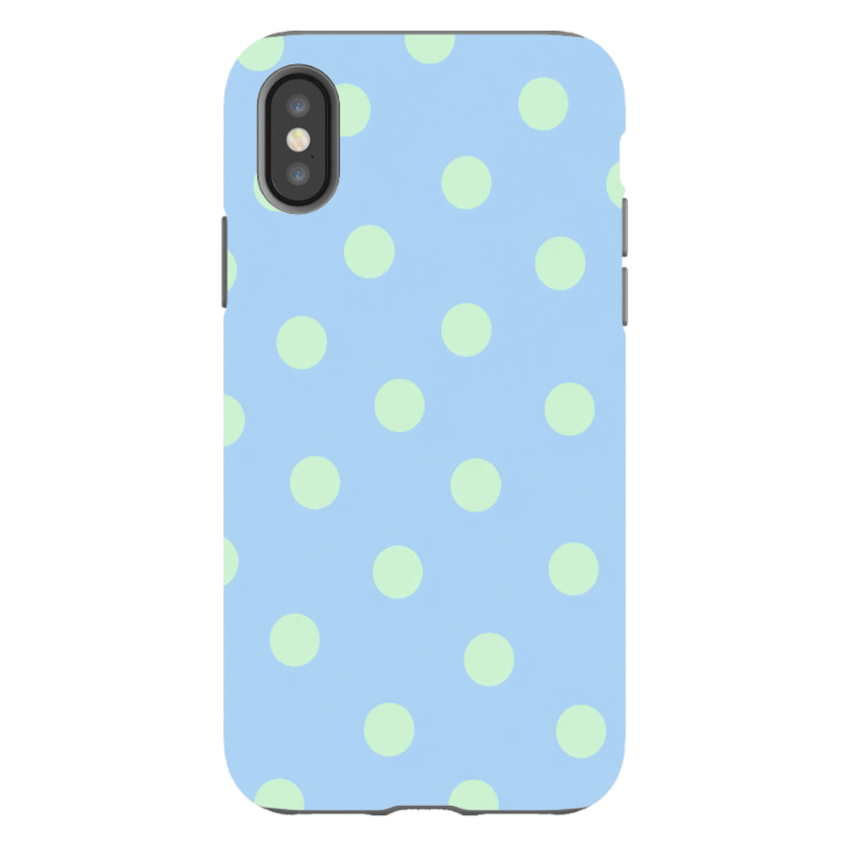 iPhone Tough Case - Sky Blue & Mint Green Polka Dot
