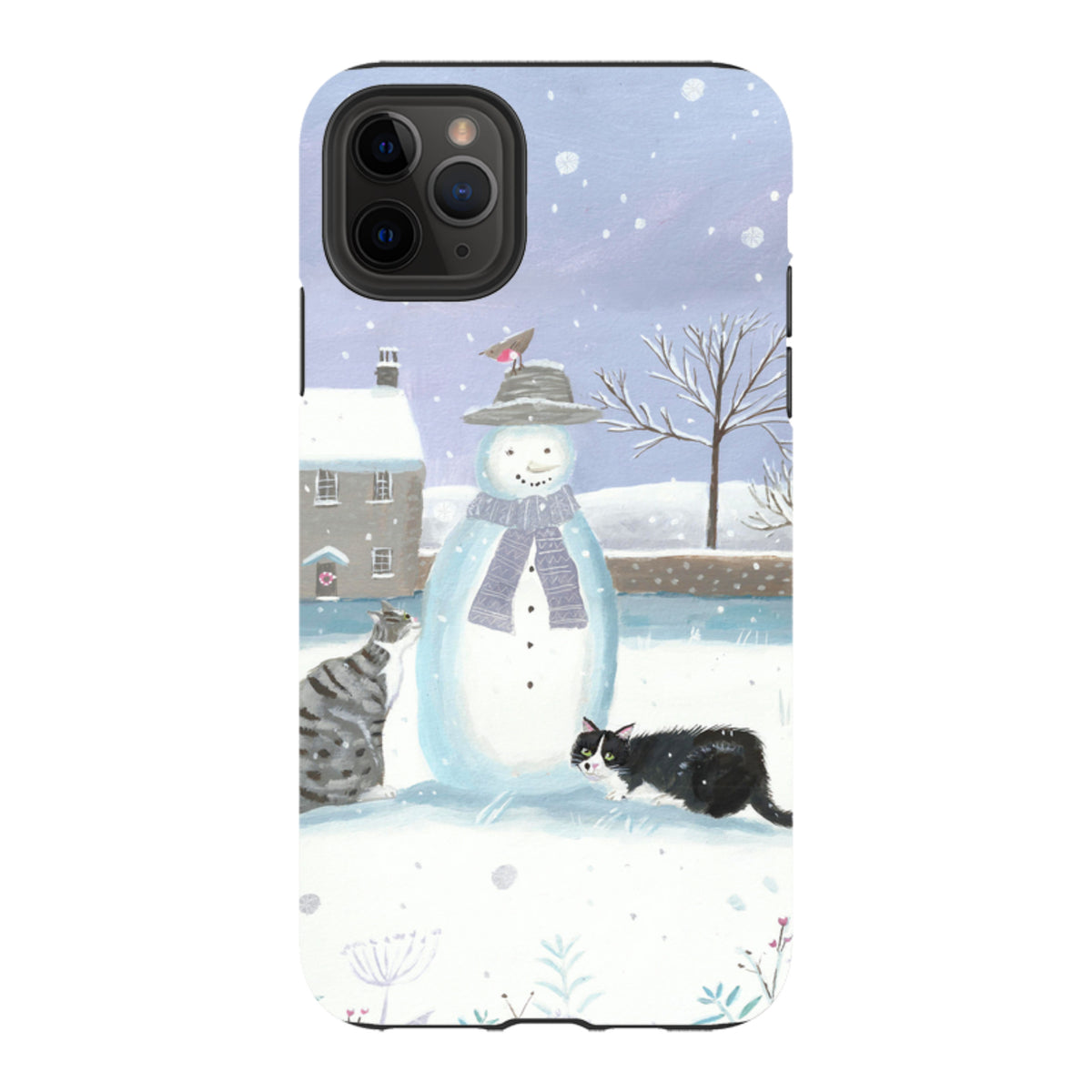 iPhone Tough Case - Snowman And Cats By Mary Stubberfield
