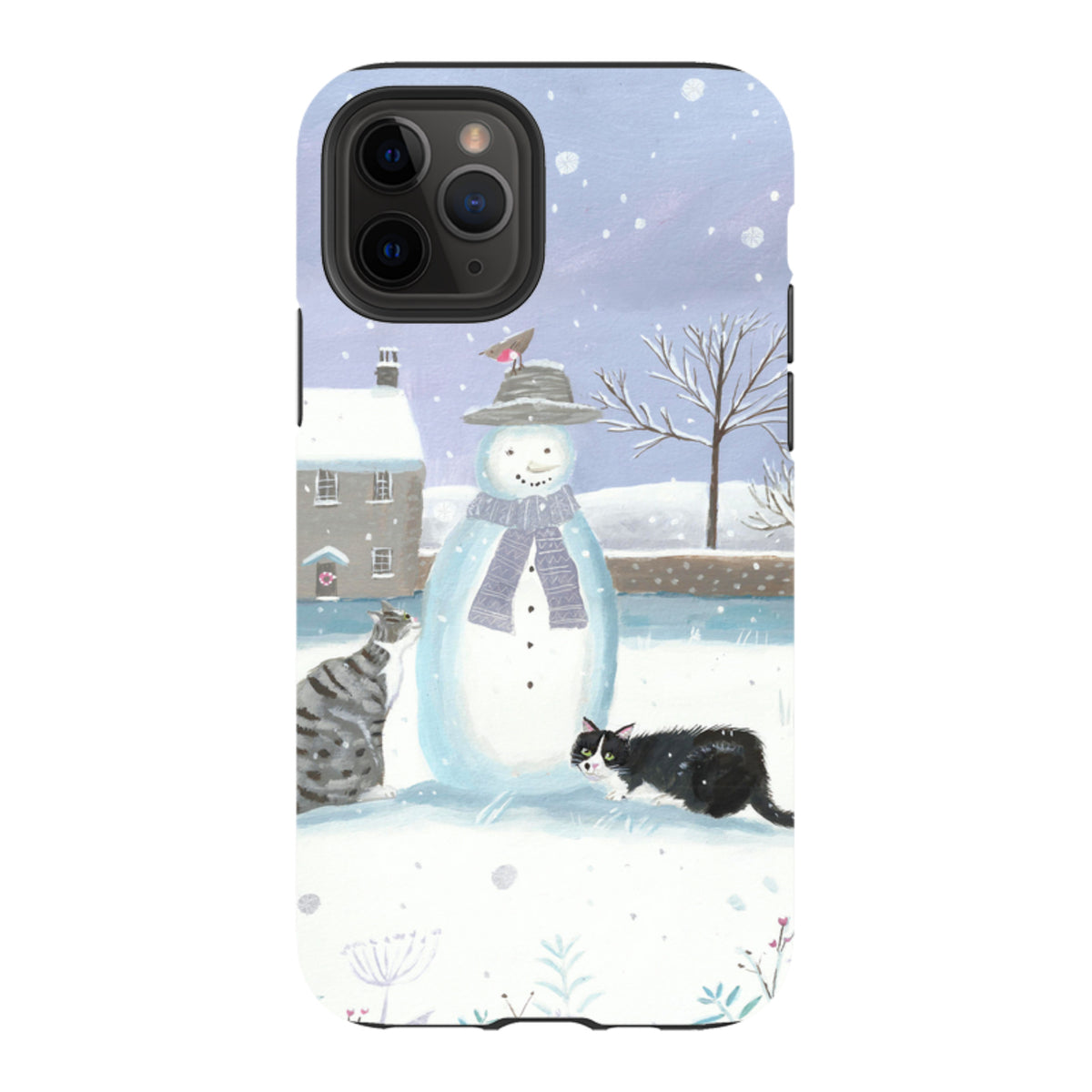 iPhone Tough Case - Snowman And Cats By Mary Stubberfield