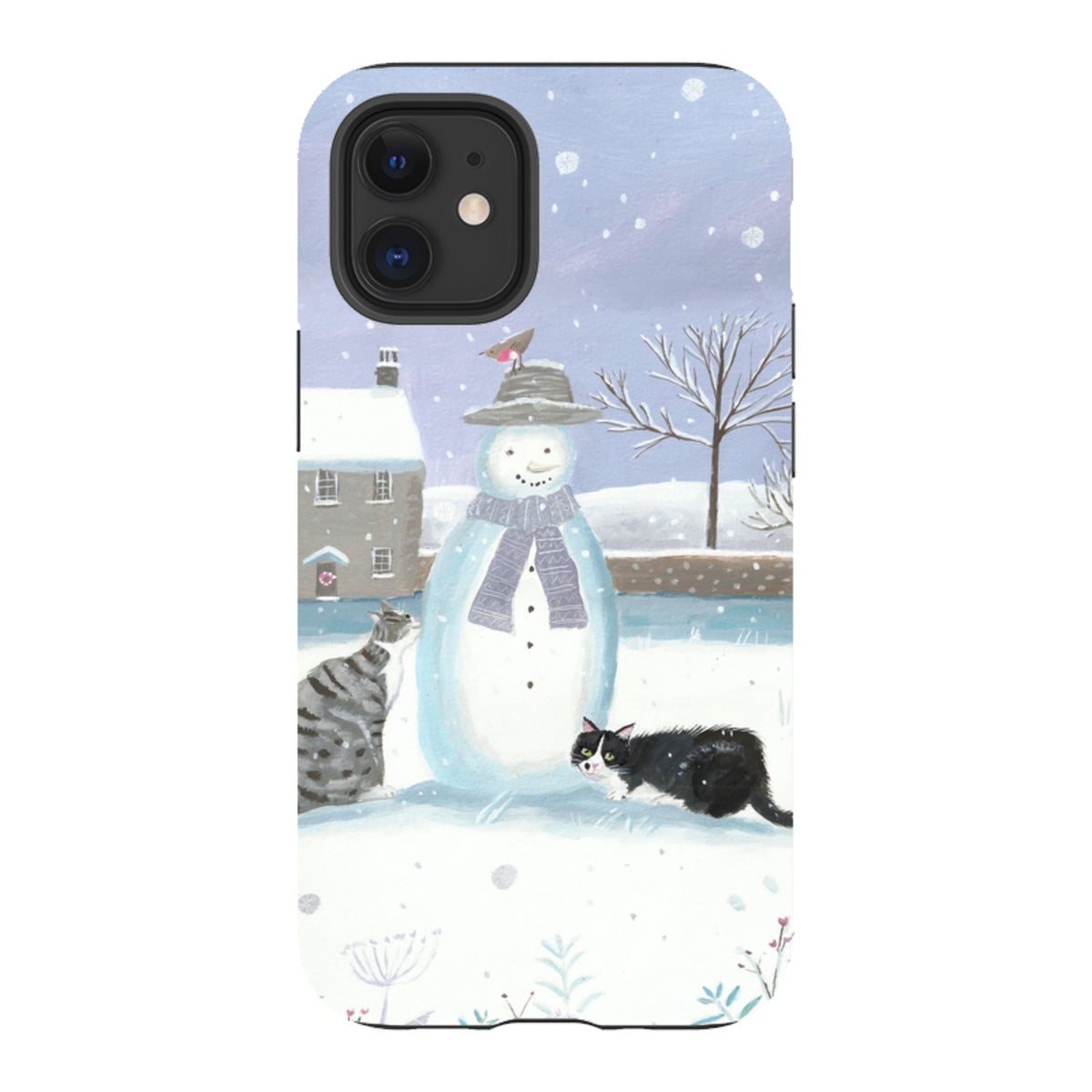 iPhone Tough Case - Snowman And Cats By Mary Stubberfield