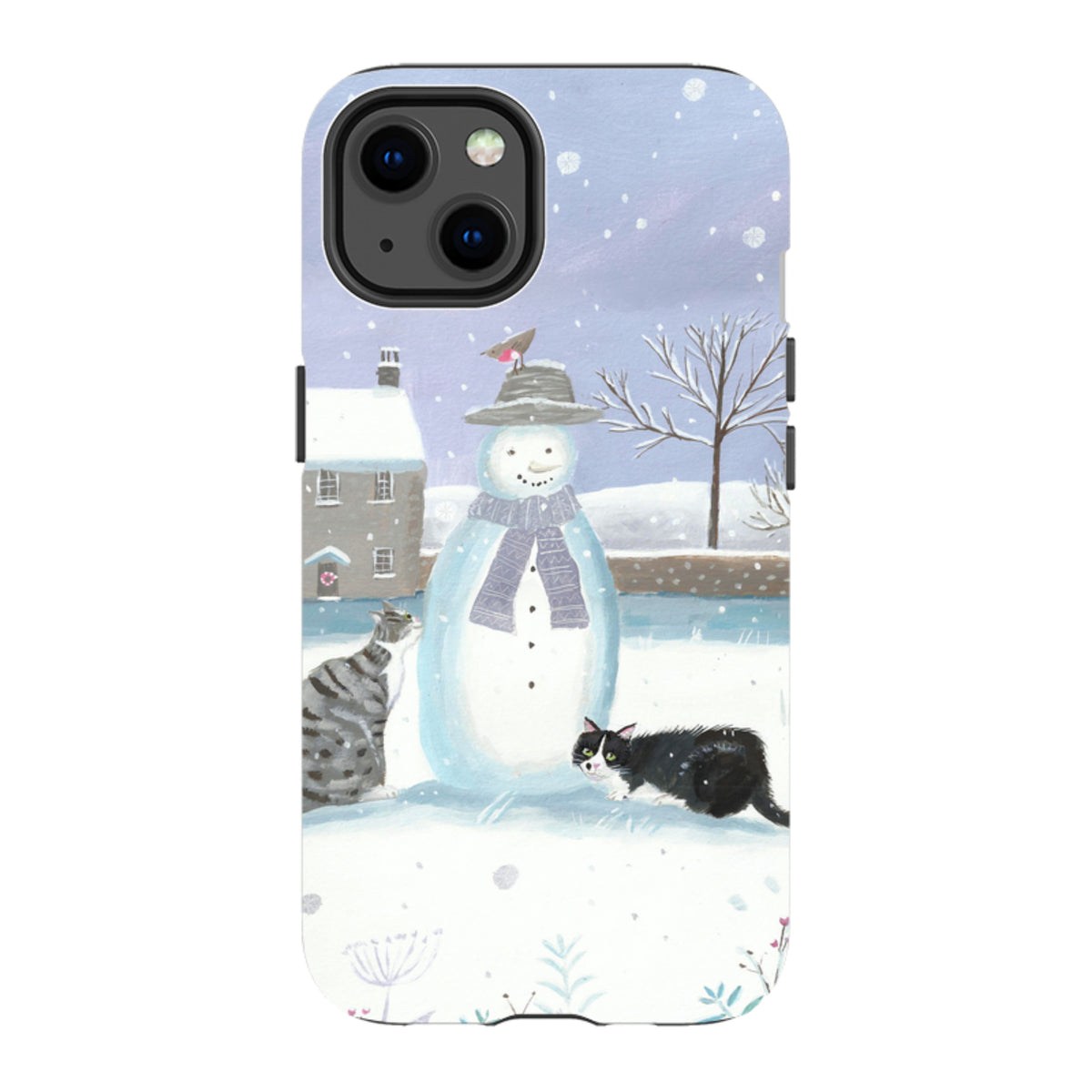 iPhone Tough Case - Snowman And Cats By Mary Stubberfield