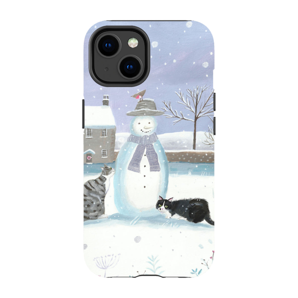 iPhone Tough Case - Snowman And Cats By Mary Stubberfield