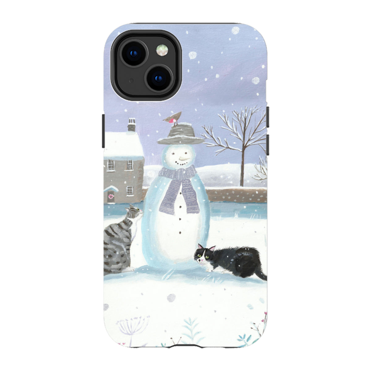 iPhone Tough Case - Snowman And Cats By Mary Stubberfield