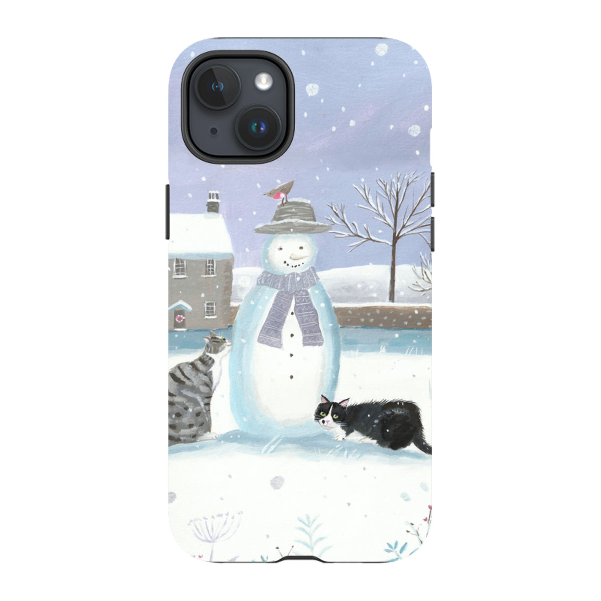 iPhone Tough Case - Snowman And Cats By Mary Stubberfield