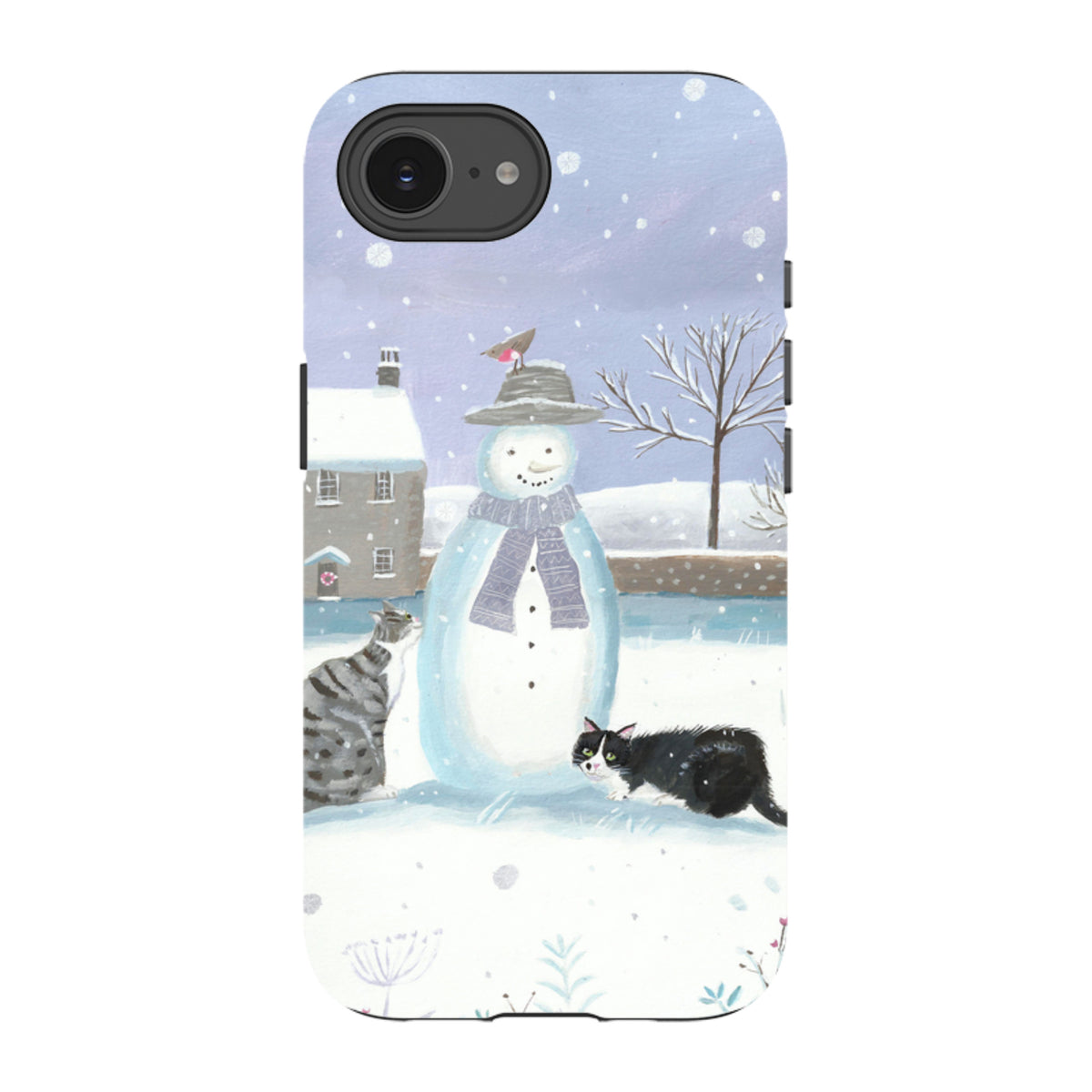 iPhone Tough Case - Snowman And Cats By Mary Stubberfield