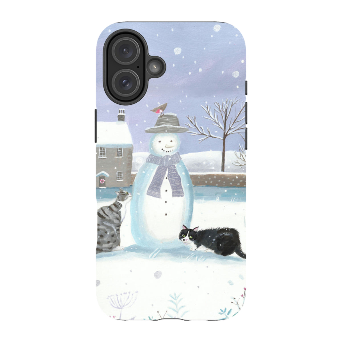iPhone Tough Case - Snowman And Cats By Mary Stubberfield