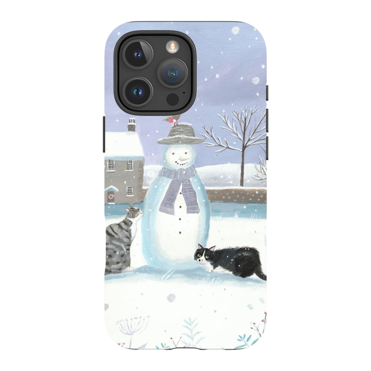 iPhone Tough Case - Snowman And Cats By Mary Stubberfield