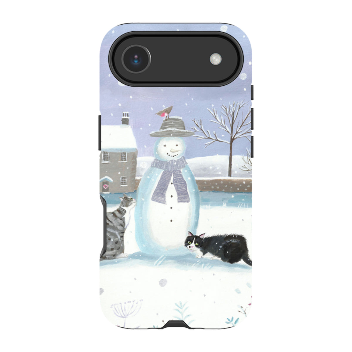 iPhone Tough Case - Snowman And Cats By Mary Stubberfield