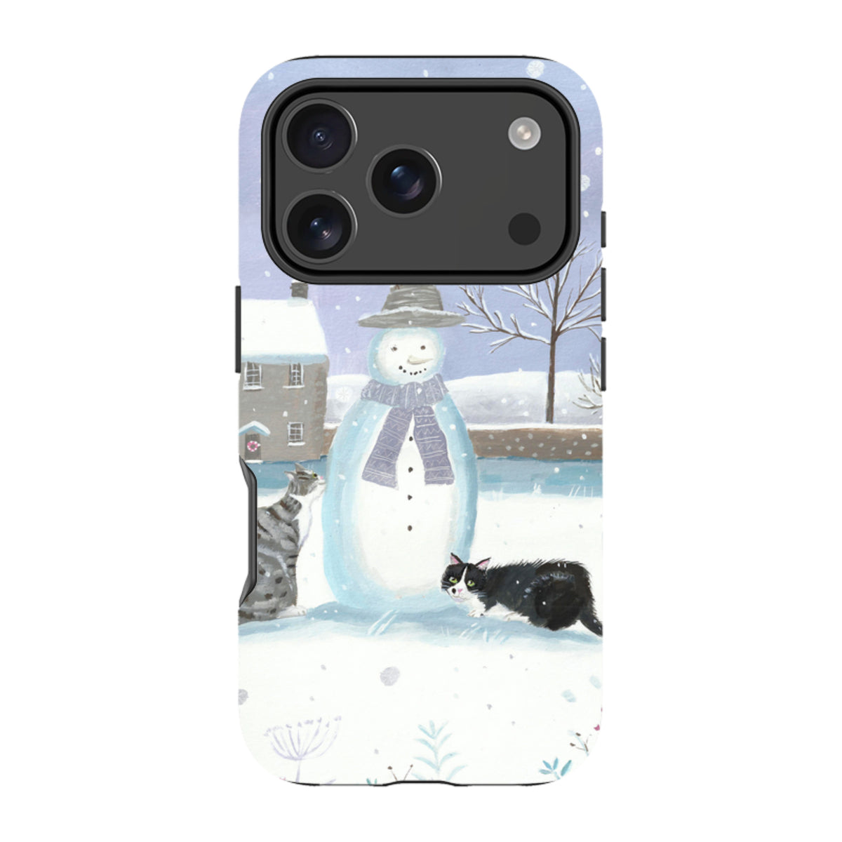 iPhone Tough Case - Snowman And Cats By Mary Stubberfield