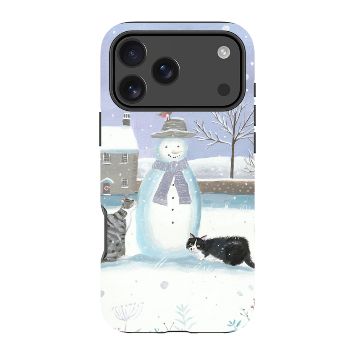 iPhone Tough Case - Snowman And Cats By Mary Stubberfield