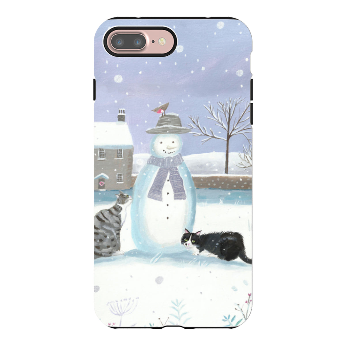 iPhone Tough Case - Snowman And Cats By Mary Stubberfield