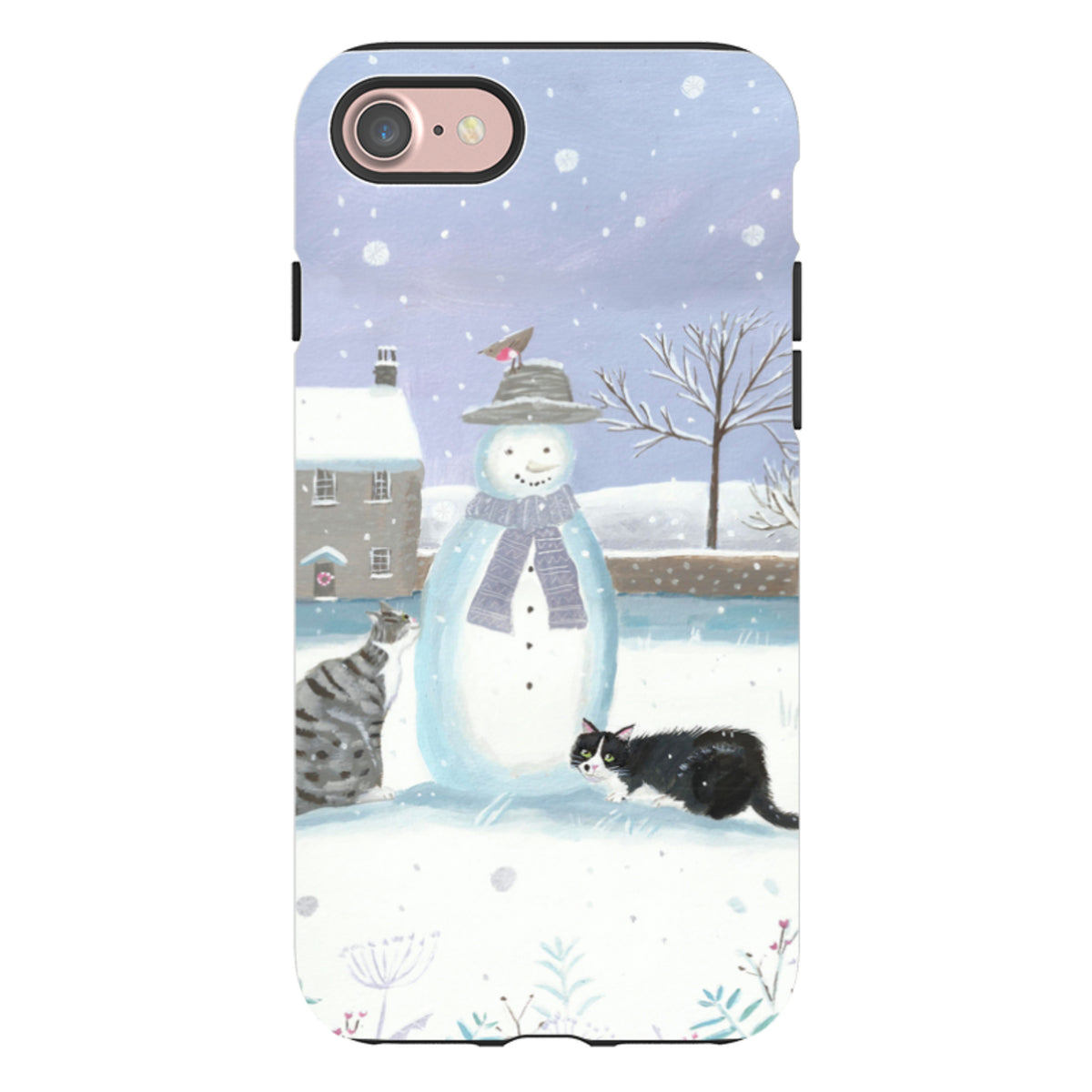 iPhone Tough Case - Snowman And Cats By Mary Stubberfield
