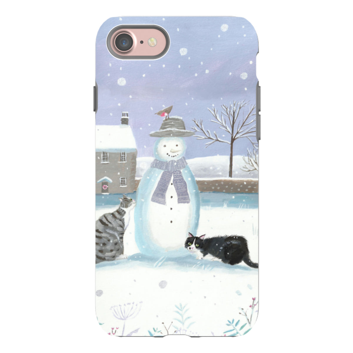 iPhone Tough Case - Snowman And Cats By Mary Stubberfield