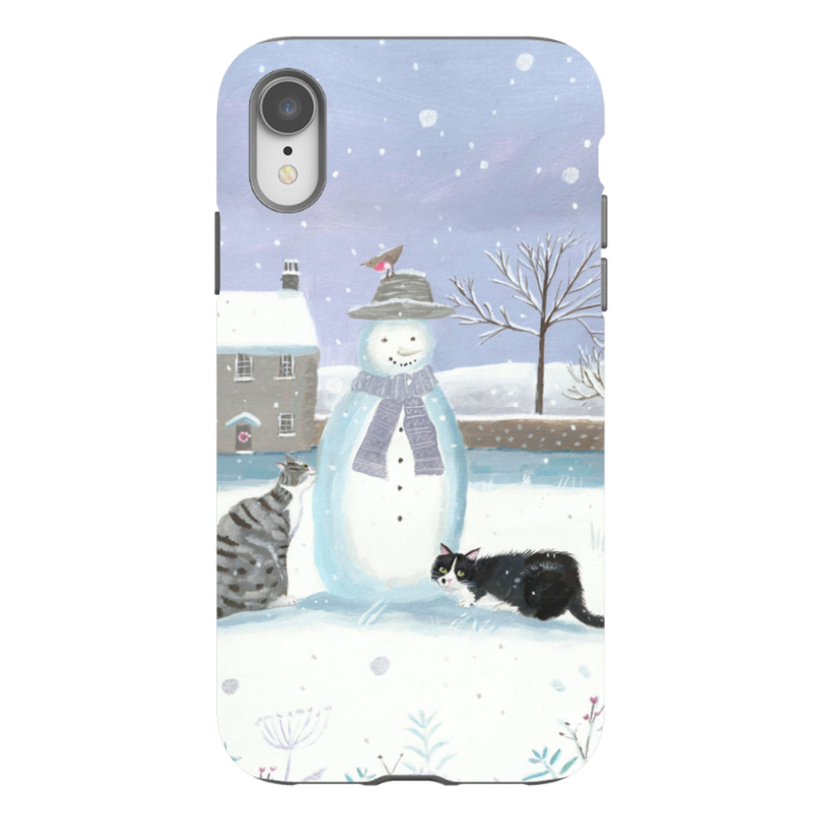 iPhone Tough Case - Snowman And Cats By Mary Stubberfield