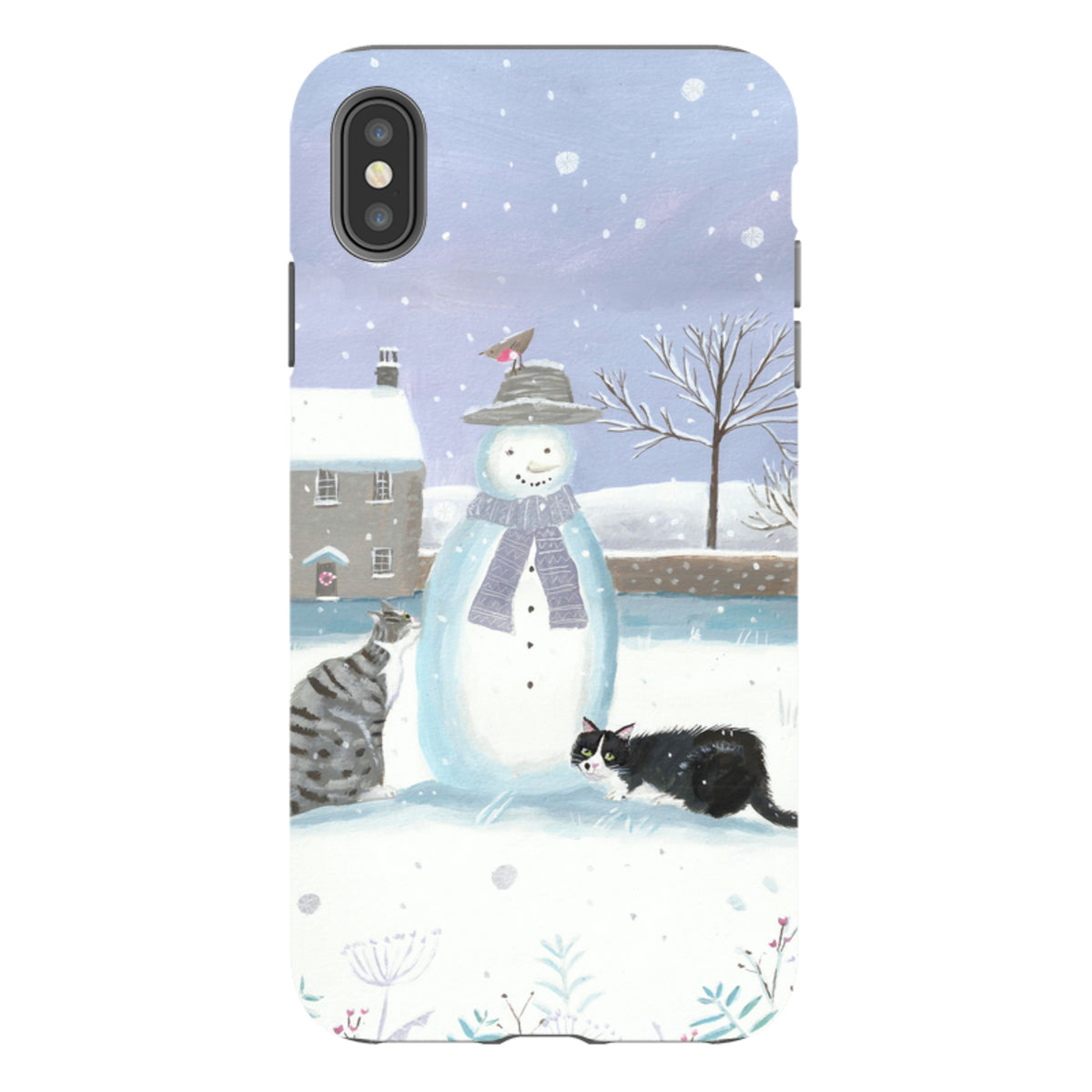 iPhone Tough Case - Snowman And Cats By Mary Stubberfield