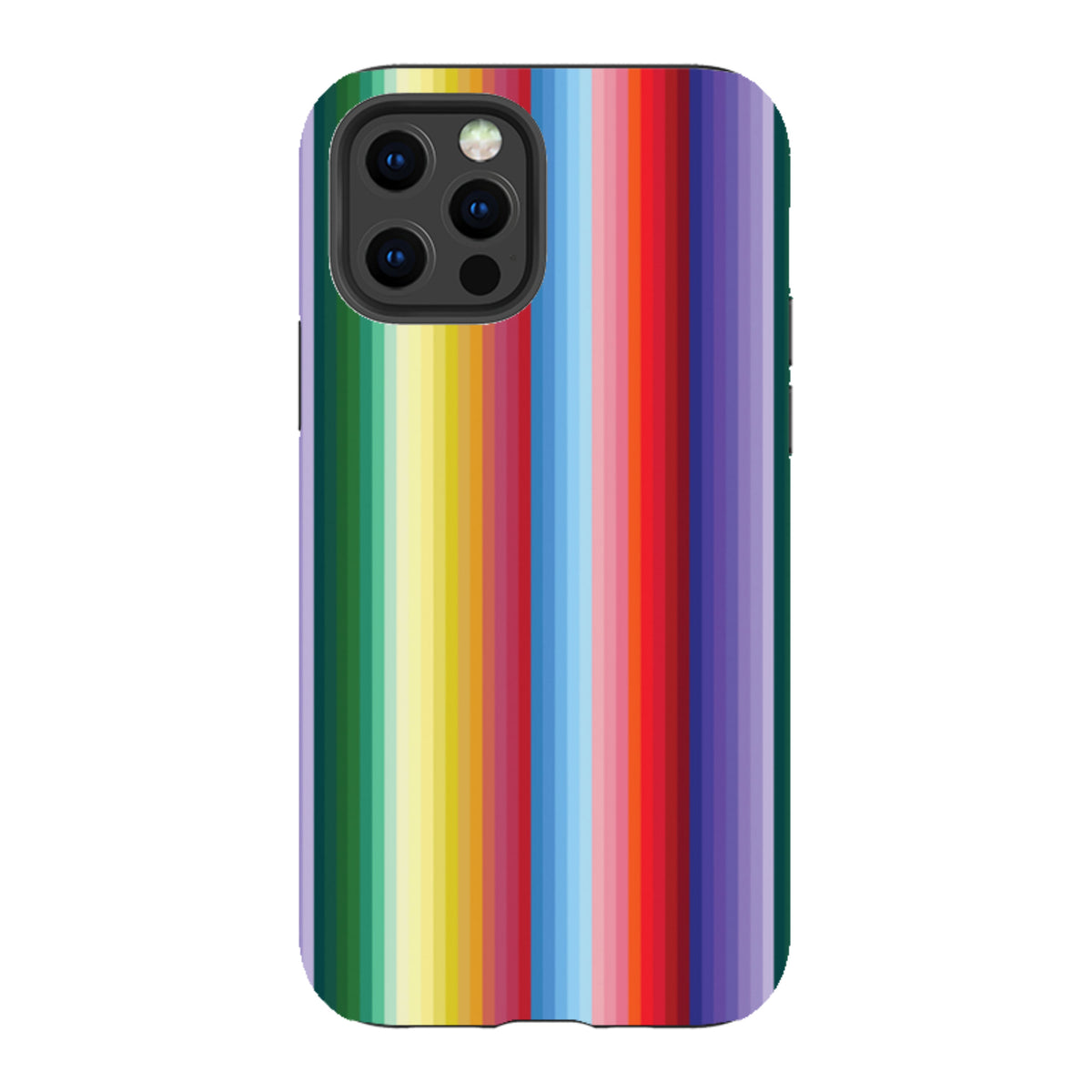 iPhone tough case featuring the colorful, vertical striped Solis Sequence pattern by Kitty Joseph.