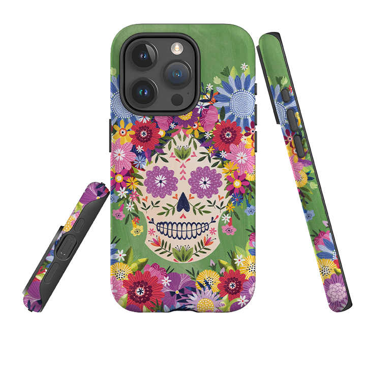 iPhone Tough Case - Sugar Skull Green By Ali Brookes