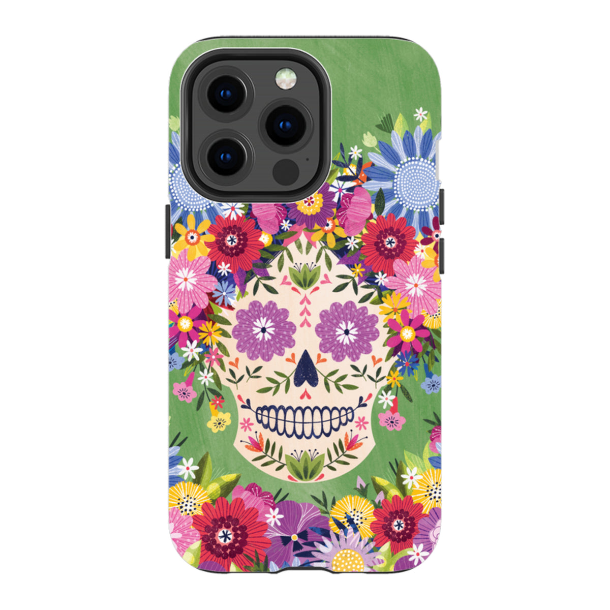 iPhone Tough Case - Sugar Skull Green By Ali Brookes