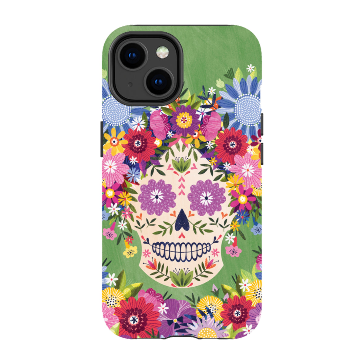iPhone Tough Case - Sugar Skull Green By Ali Brookes