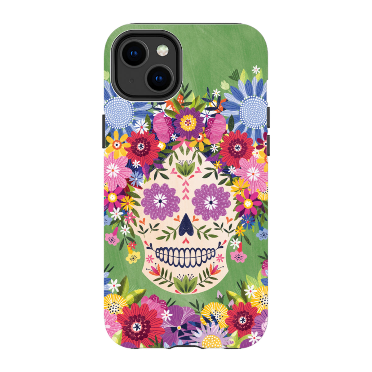 iPhone Tough Case - Sugar Skull Green By Ali Brookes