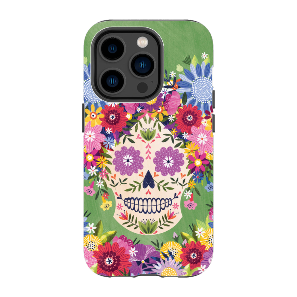 iPhone Tough Case - Sugar Skull Green By Ali Brookes