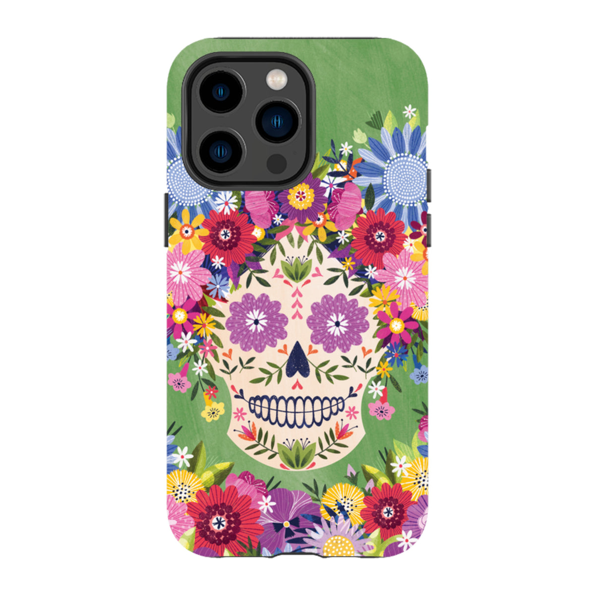 iPhone Tough Case - Sugar Skull Green By Ali Brookes