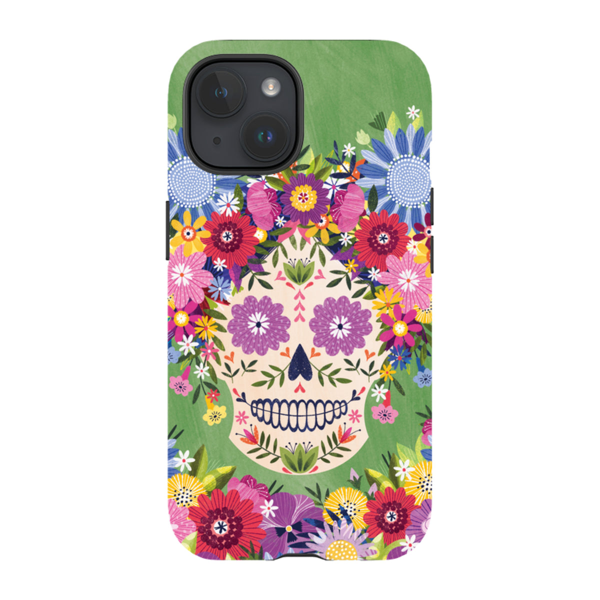 iPhone Tough Case - Sugar Skull Green By Ali Brookes