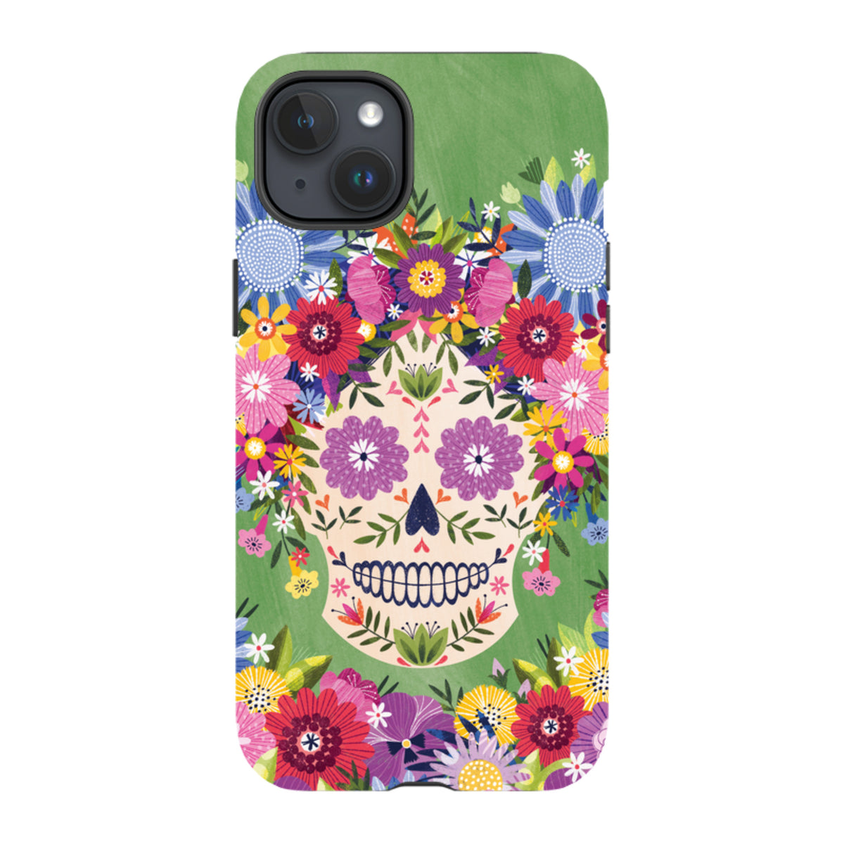 iPhone Tough Case - Sugar Skull Green By Ali Brookes
