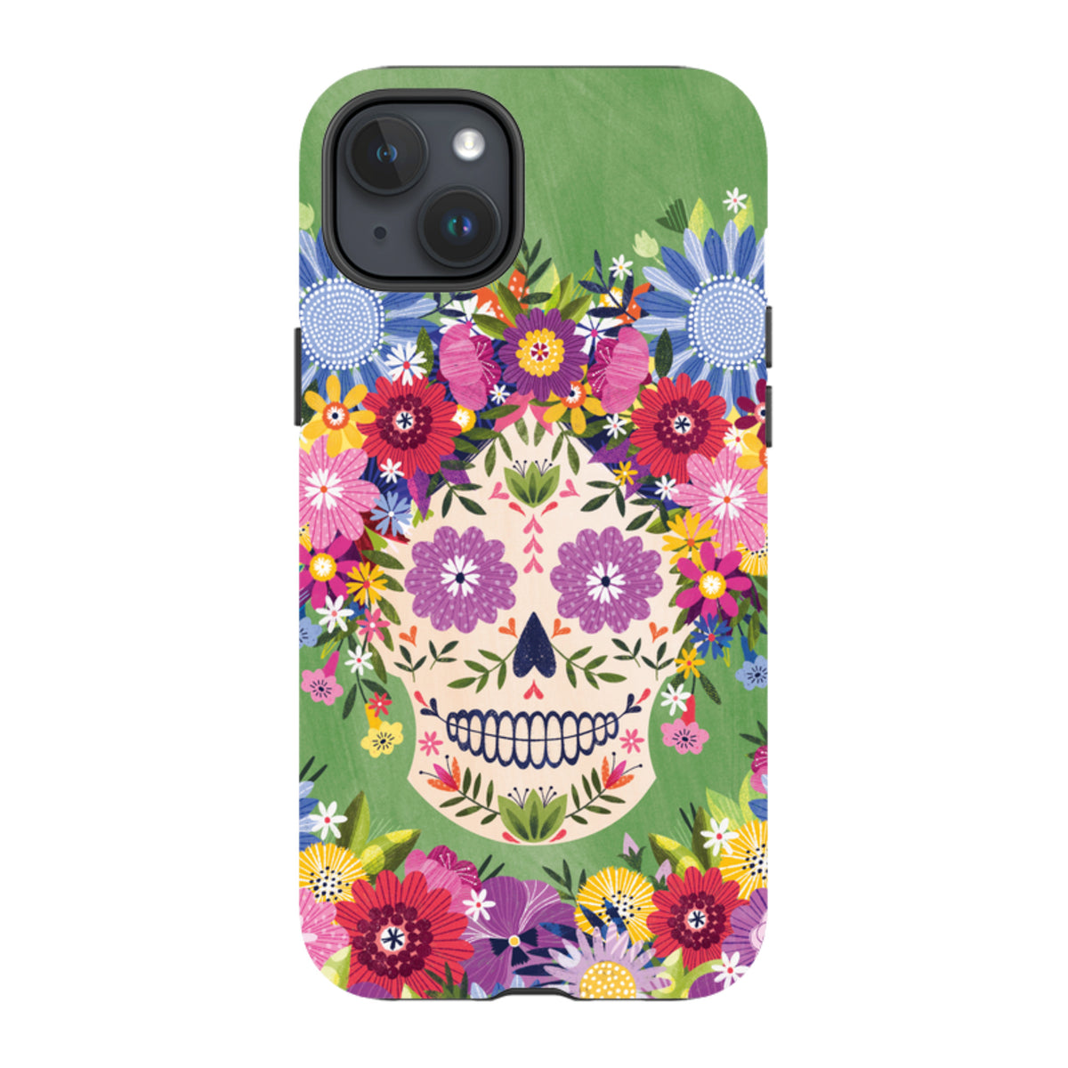 iPhone Tough Case - Sugar Skull Green By Ali Brookes