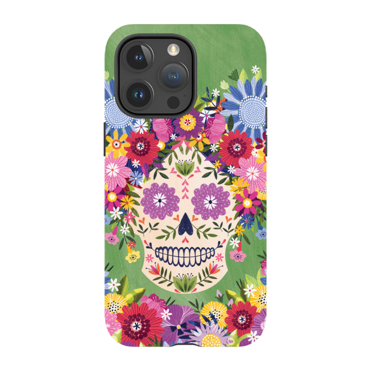iPhone Tough Case - Sugar Skull Green By Ali Brookes