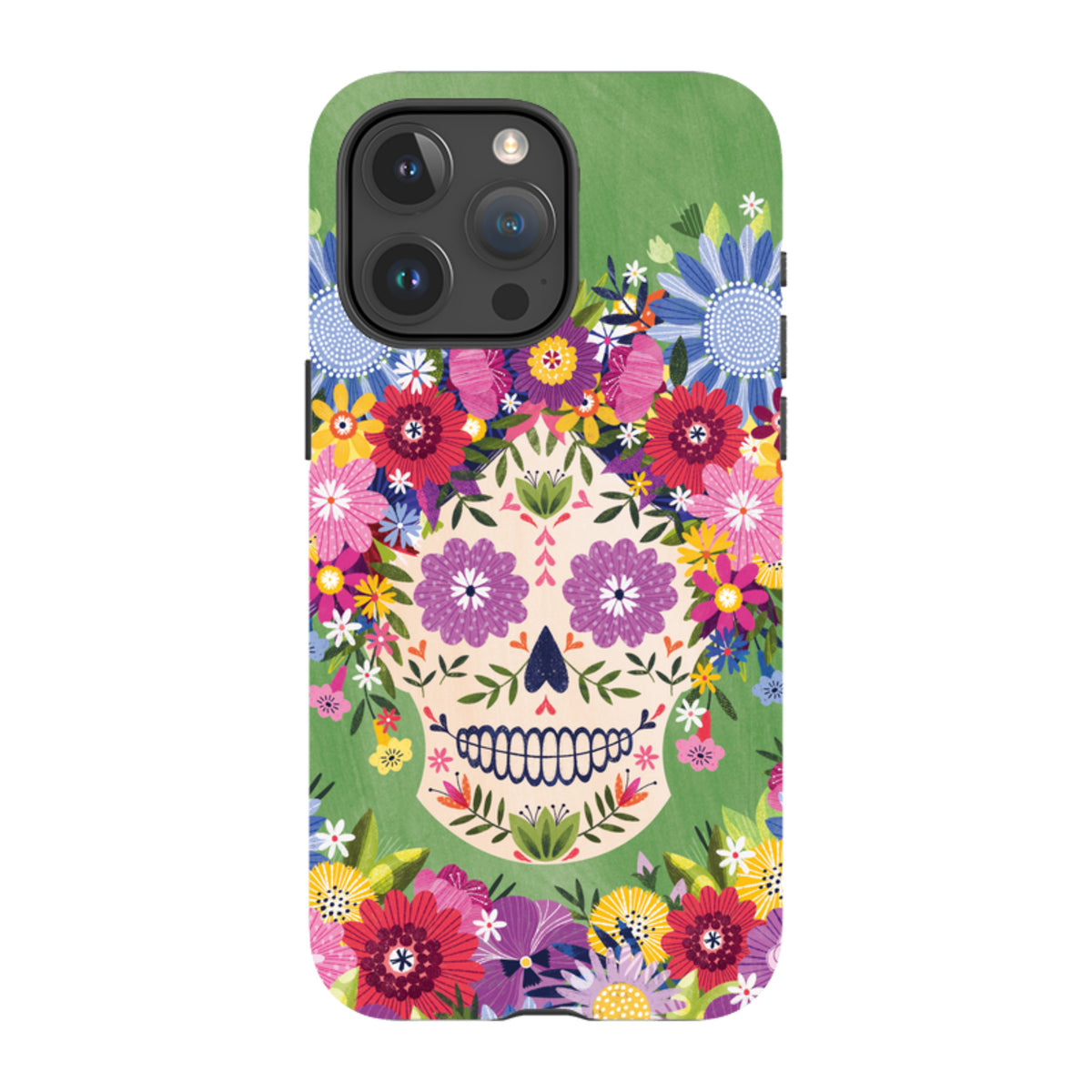 iPhone Tough Case - Sugar Skull Green By Ali Brookes