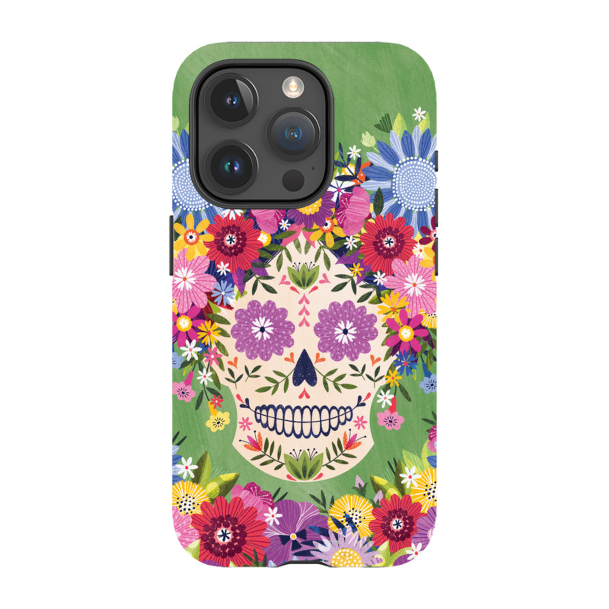 iPhone Tough Case - Sugar Skull Green By Ali Brookes